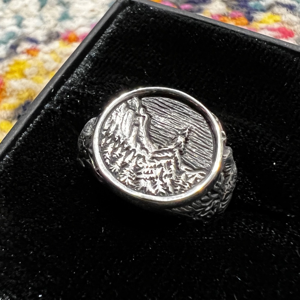 Clocks & Colours Peter McKinnon woodland silver ring size 8
